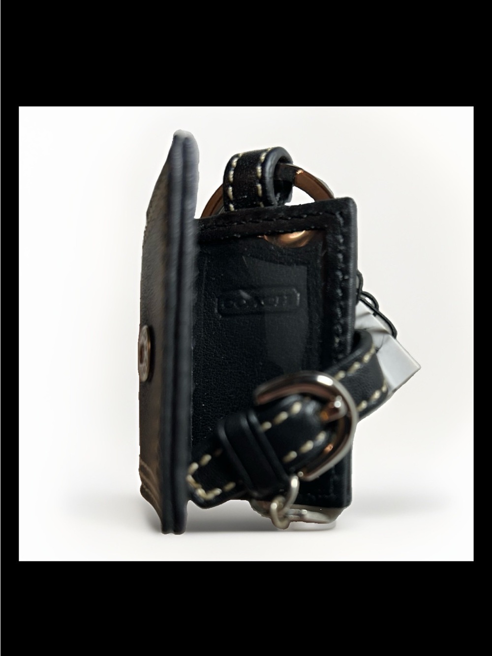 Coach Mini Black Leather/Pink Mini Hangtag Photo Book, Charm, 2004 Style: #1740C - Picture 4 of 7